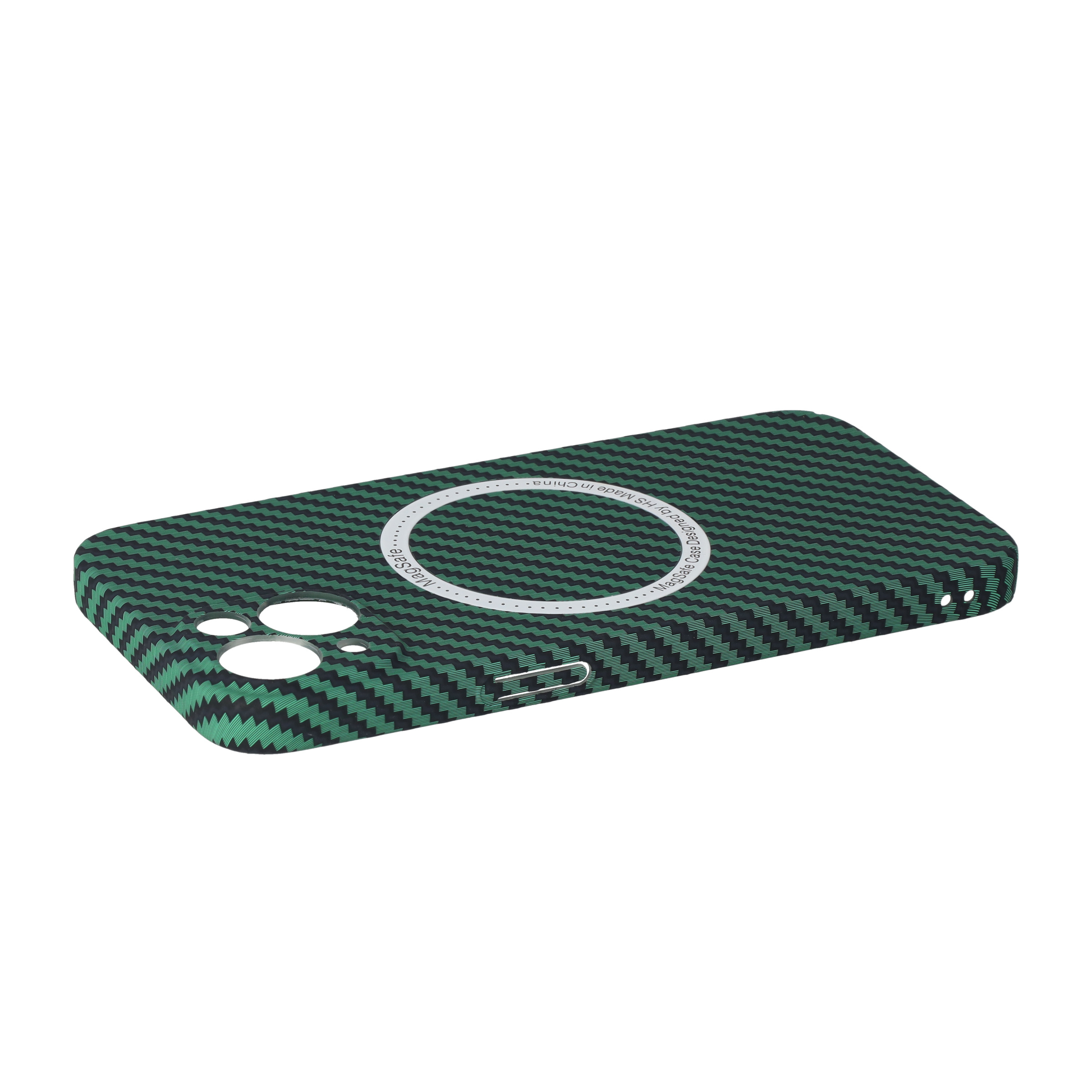 iPhone 13 MagSafe Hardcase Hülle im Carbon Look - Grün