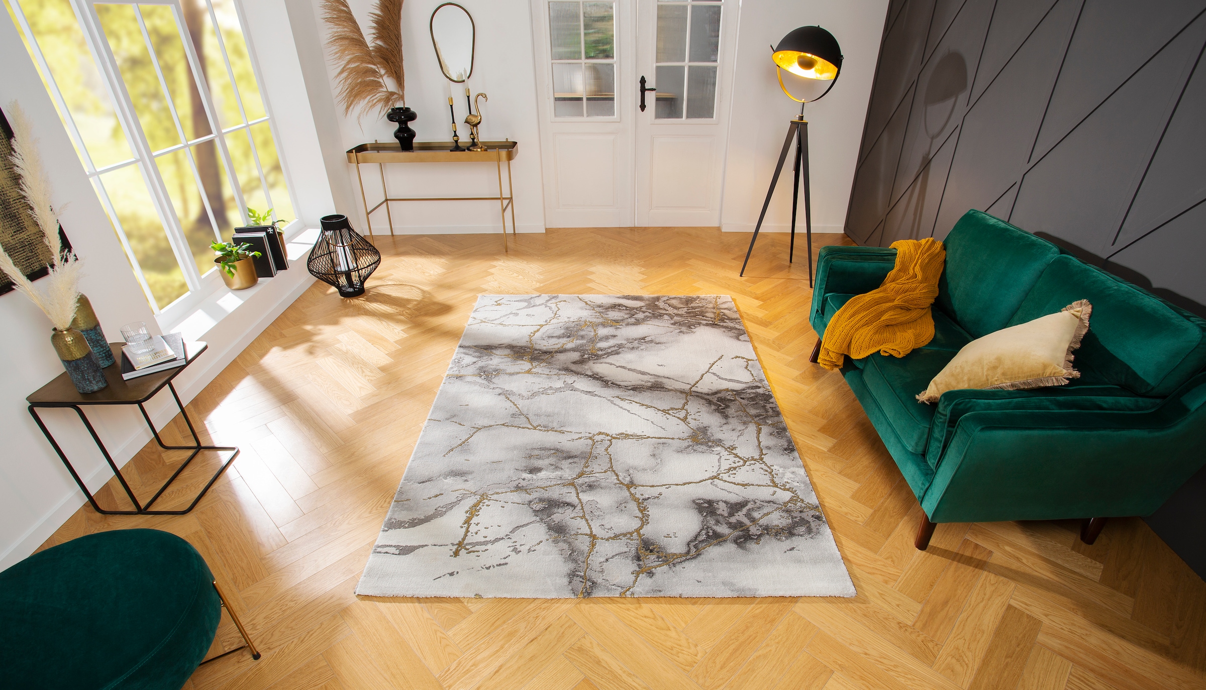 my home Teppich »Juliet« rechteckig 12 mm Höhe modernes Marmor-Design, Kurzflor, pflegeleicht, weich