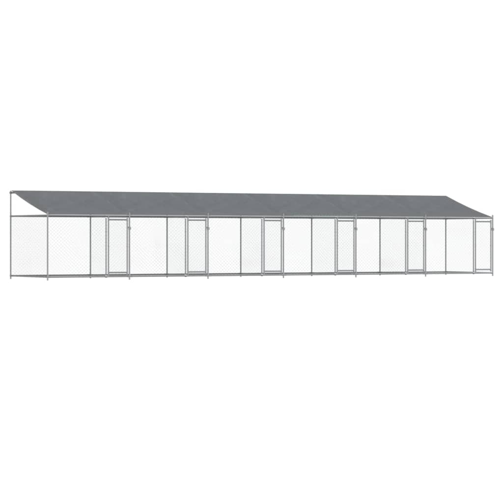 Gaiola para cães vidaXL com teto e portas, aço galvanizado, cinza, 10x2x2 m