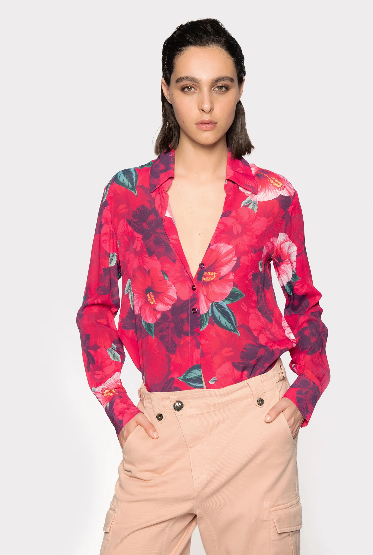 Chemise à imprimé hibiscus | Multicolore