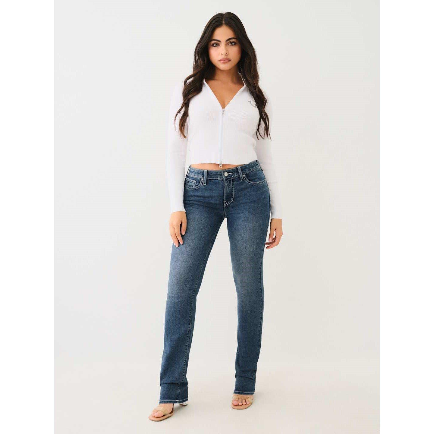 True Religion TR Billie Stretch Mid Rise Straight Jeans