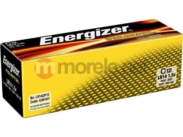 Batterier energizer industrial alkaline c, pakke a 12 stk.