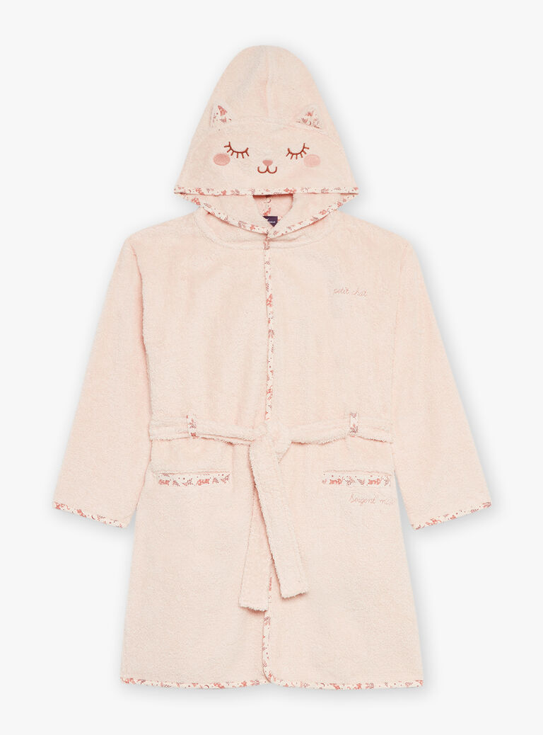 Peignoir à capuche en éponge rose