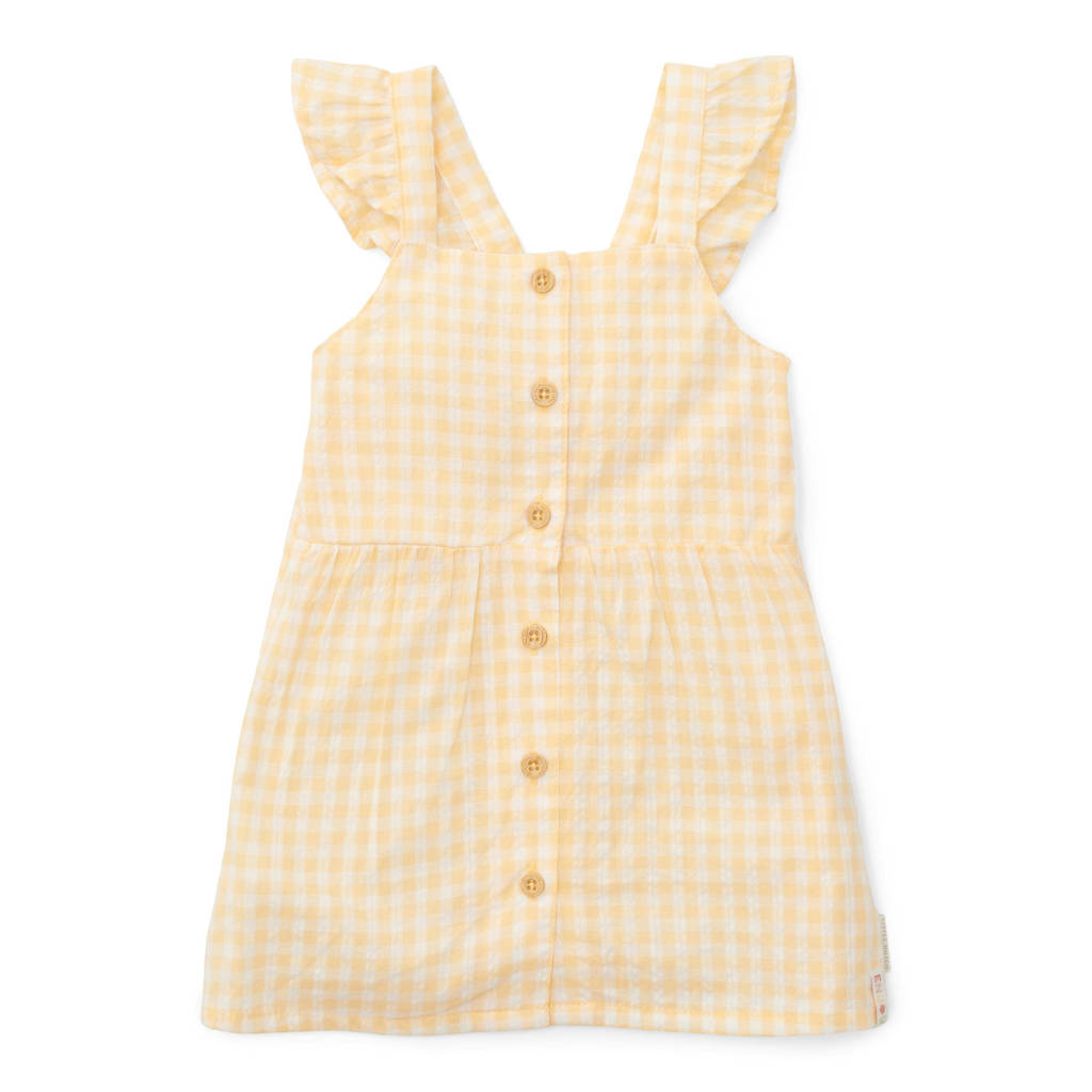 Little Dutch geruite jurk met open rug geel/wit