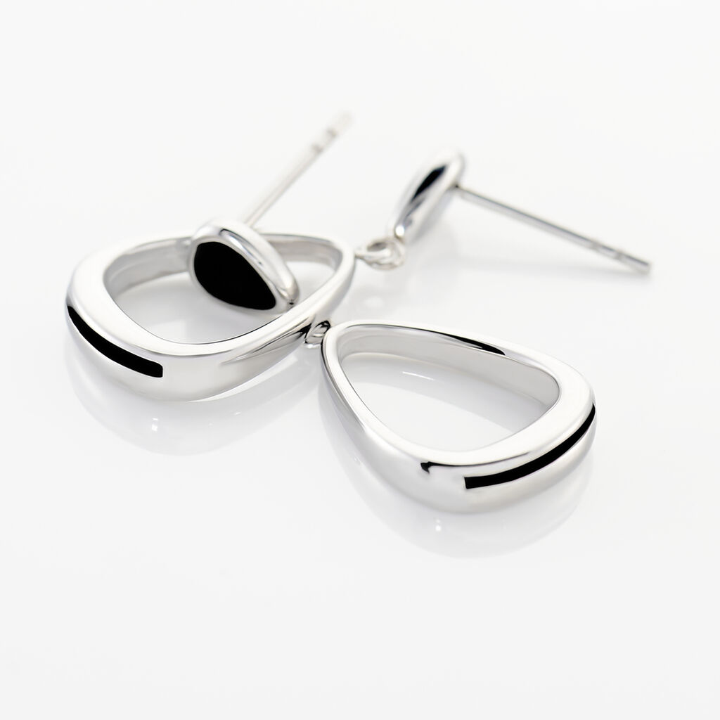 Boucles D'oreilles Pendantes Elise Acier Blanc