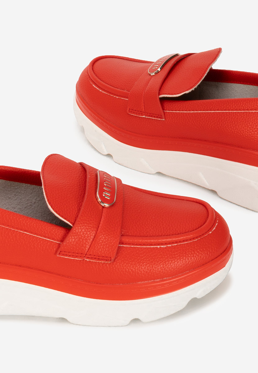 Mocassins femme à plateforme rouges Reenia