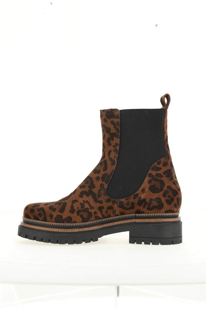 MJUS<br>Botas Chelsea de camurça com estampa de leopardo