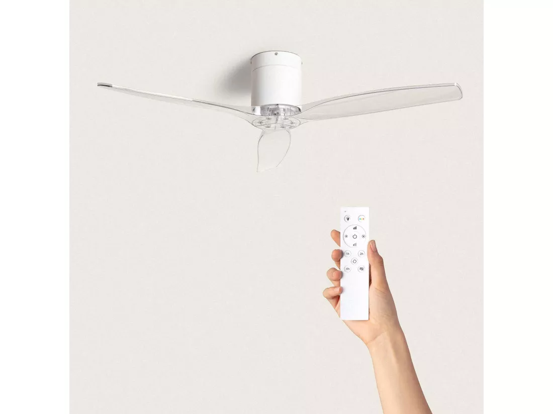 Ventilateur de Plafond Silencieux Angistri Blanc 132cm Motor DC Transparent Télécommande Avec lumière Non