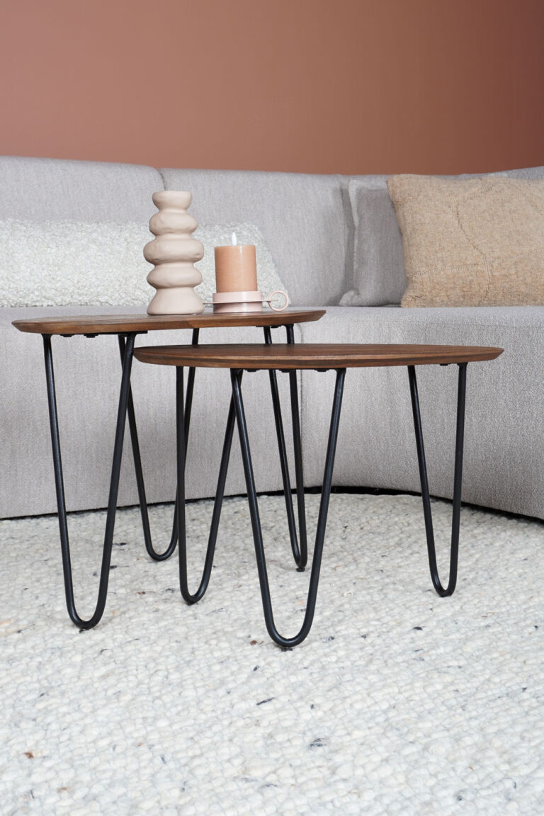 Salontafel Fabio Espresso Mangohout – Set van 2