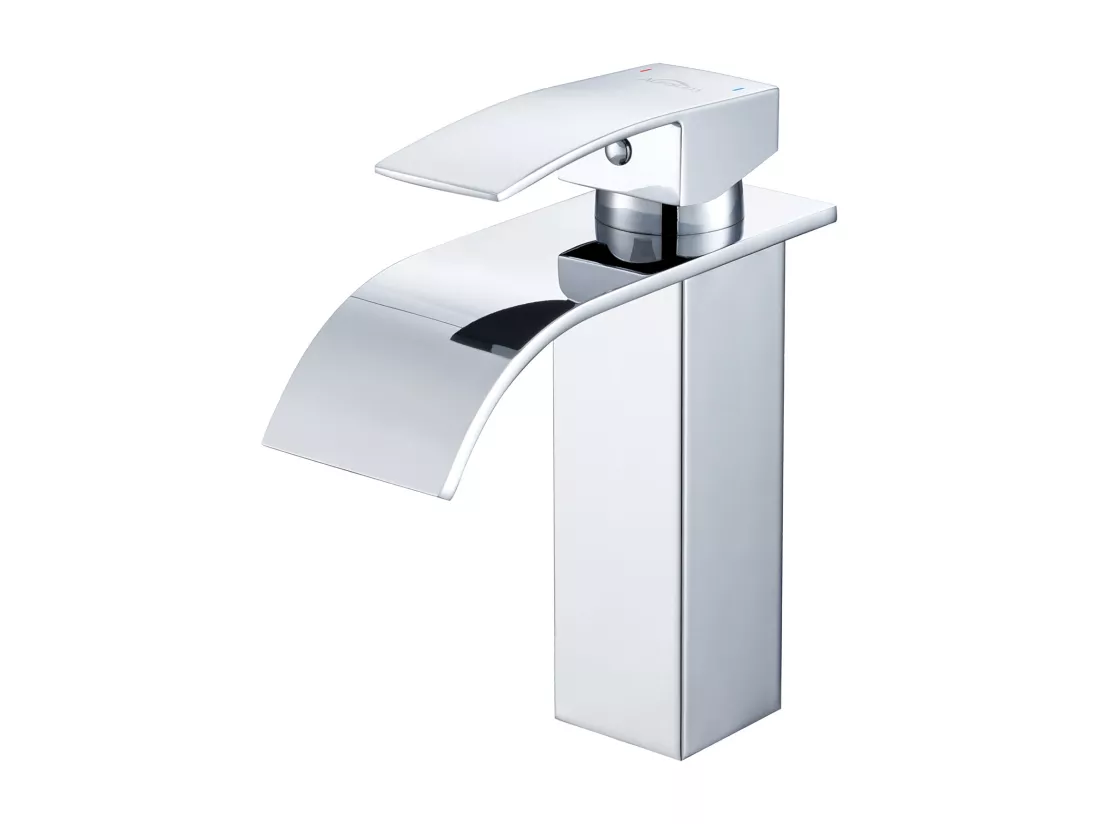 Auralum Max Robinet Salle Bain Cascade,Lavabo Salle de Bains en Acier Inoxydable 304 avec cartouche en céramique,L'eau Chaude/Froide,Chromé