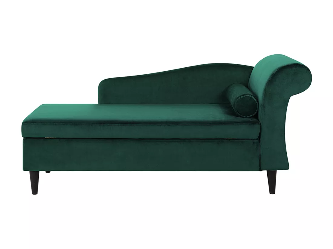 Chaise longue côté droit en velours vert foncé LUIRO