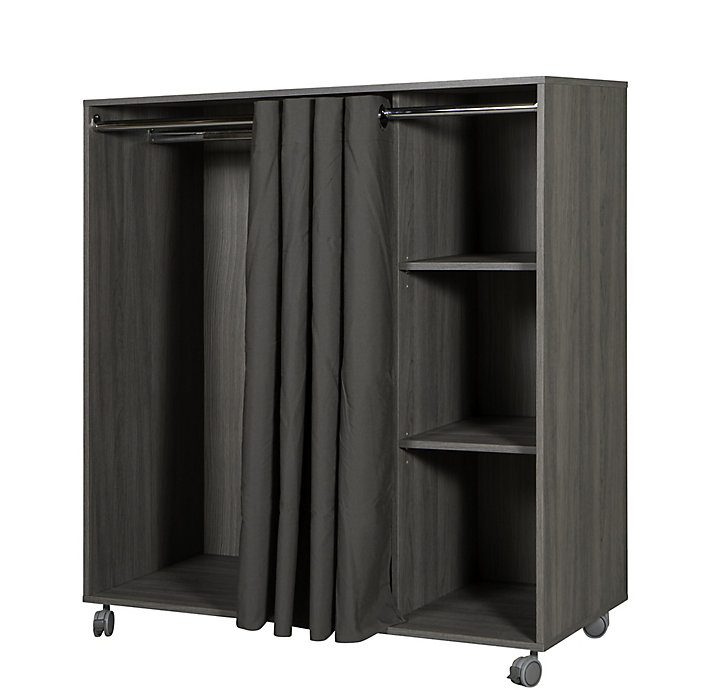 Kit-dressing sous-combles 1 colonne avec rideau Vector II H. 128 cm x L. 120 cm décor chêne grisé