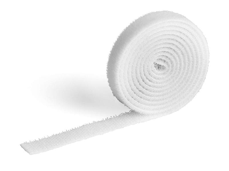 DURABLE Klettband-Rolle Cavoline Grip 10 mm x 1 m, Weiss Klettband-Kabelbinder zum schnellen Ordnen und Bündeln von Kabeln