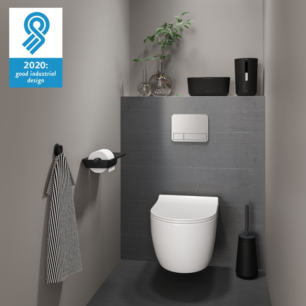 Tiger Tess toiletrolhouder met planchet zwart/antraciet