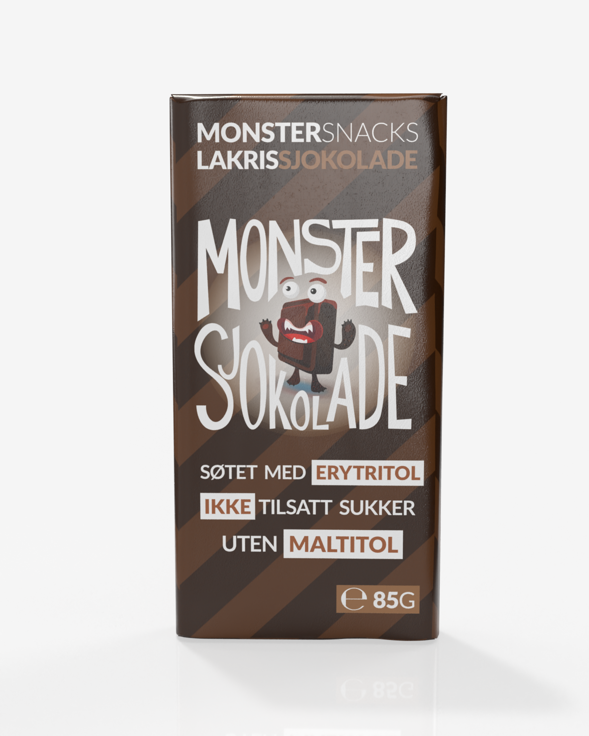 Monster Lavkarbo Belgisk Melkesjokolade m\Lakrisrot 12x85g - UTEN MALTITOL