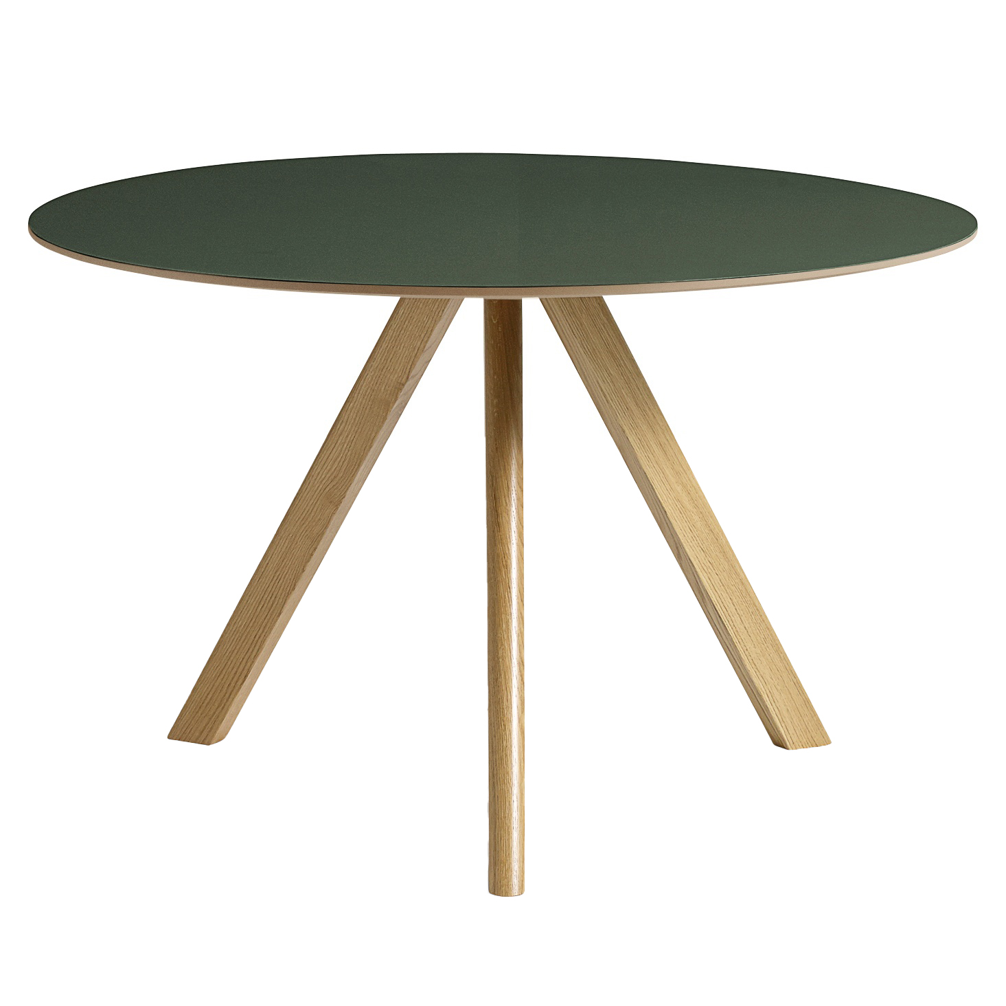 Eettafel CPH 20 Ø120 gelakt onderstel linoleum groen blad