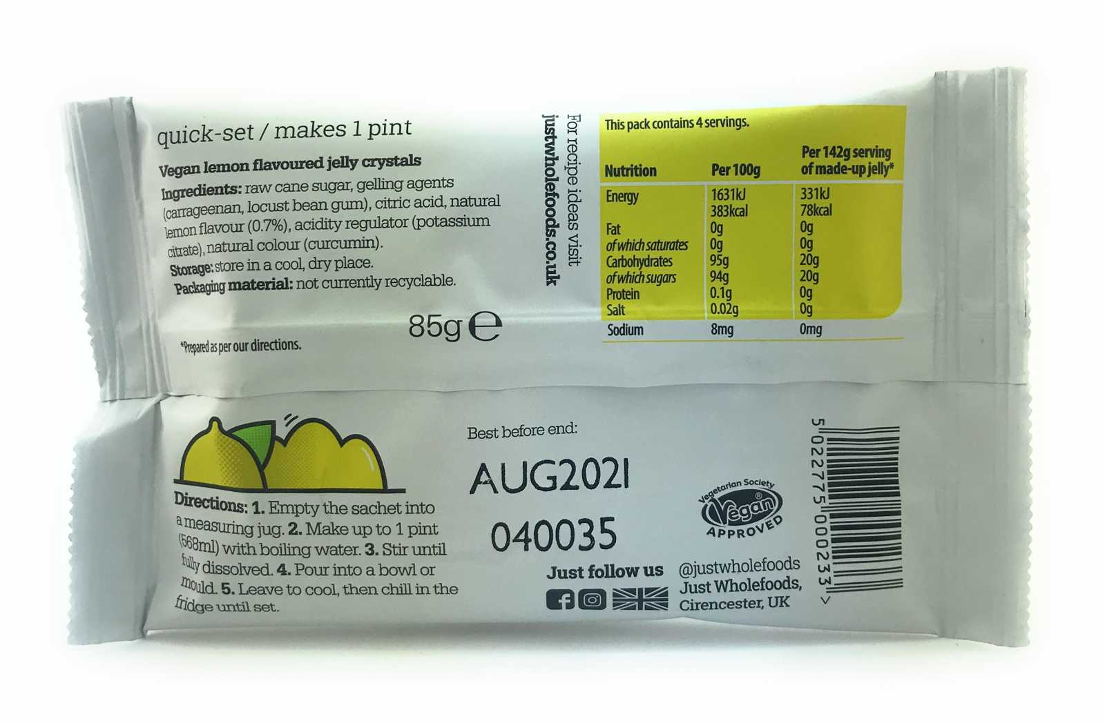 Geleia de Limão Vegana Just Whole Foods 85g