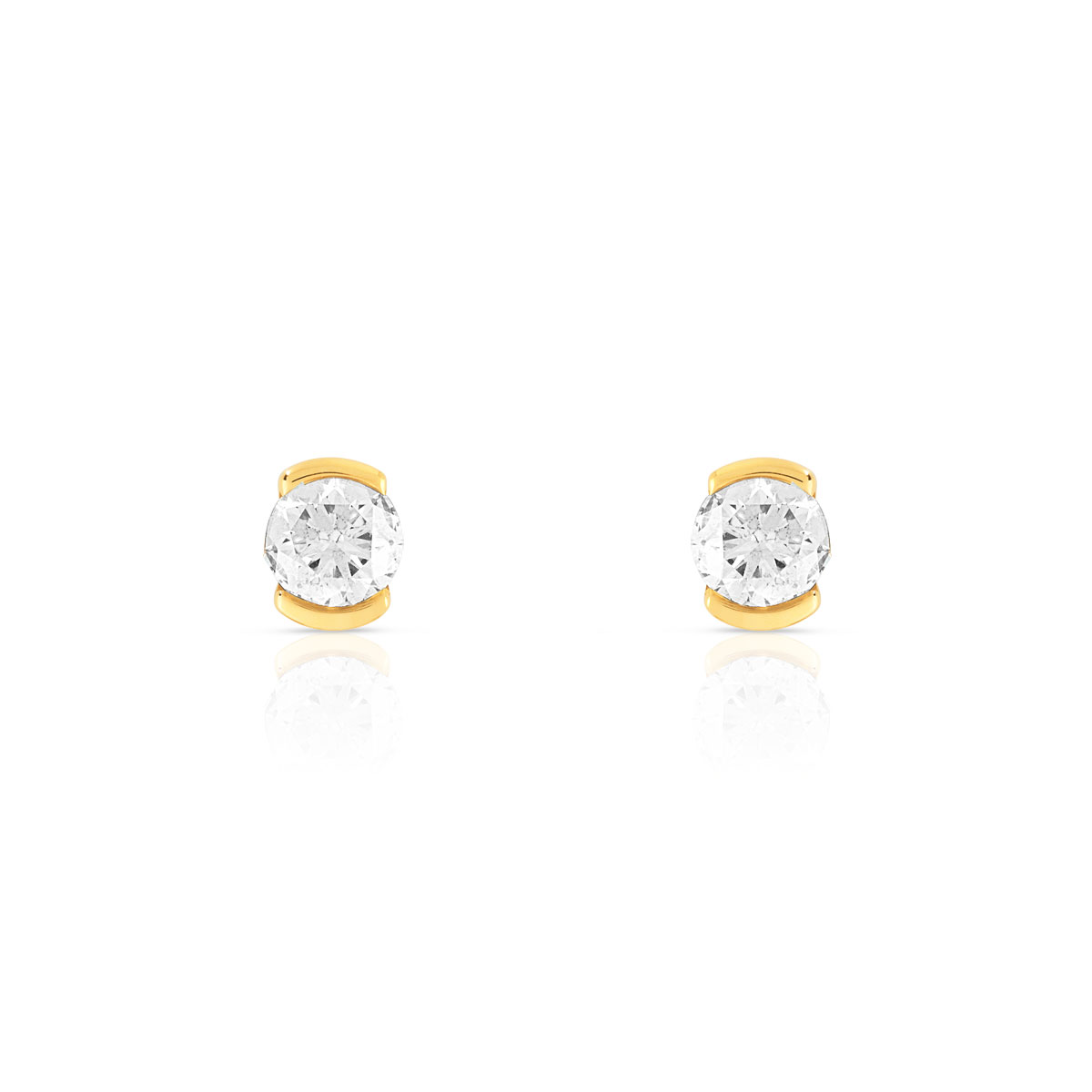 Boucles d'oreilles or jaune 750 diamant synthetique 0.40 carat
