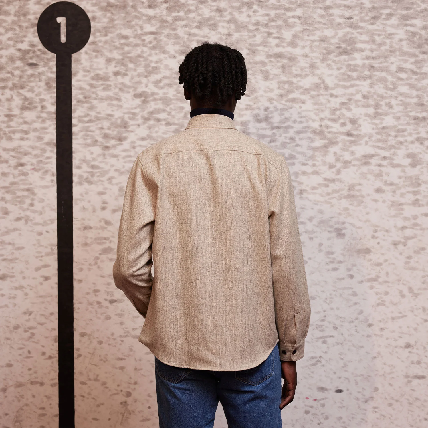 Heather beige merino wool overshirt