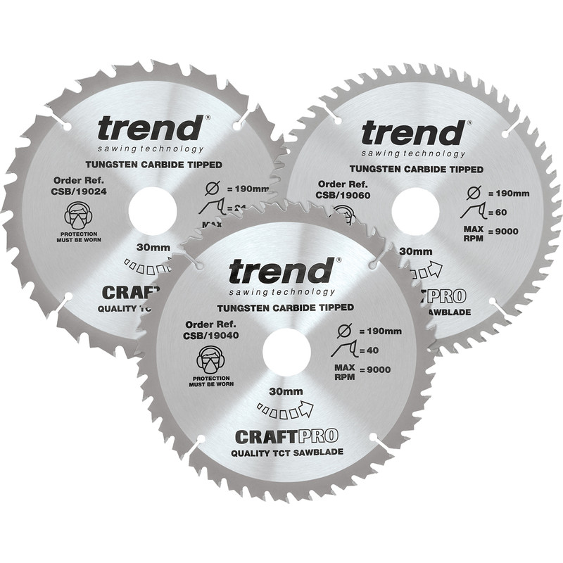 Trend cirkelzaagbladen set 190x30x2,6mm