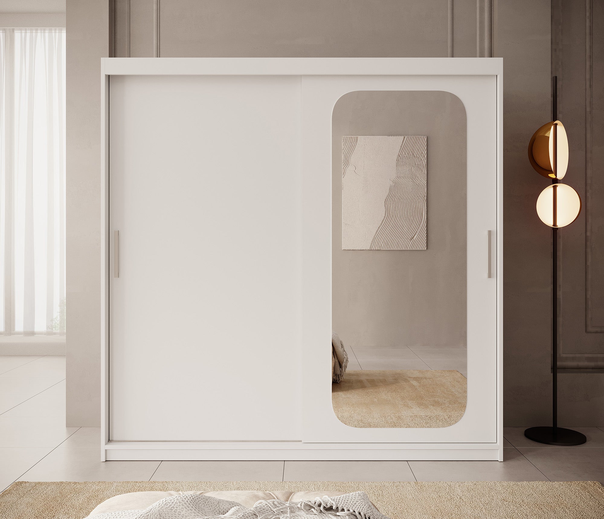 Pete - Kledingkast met schuifdeuren - Wit - 200x62x200 cm