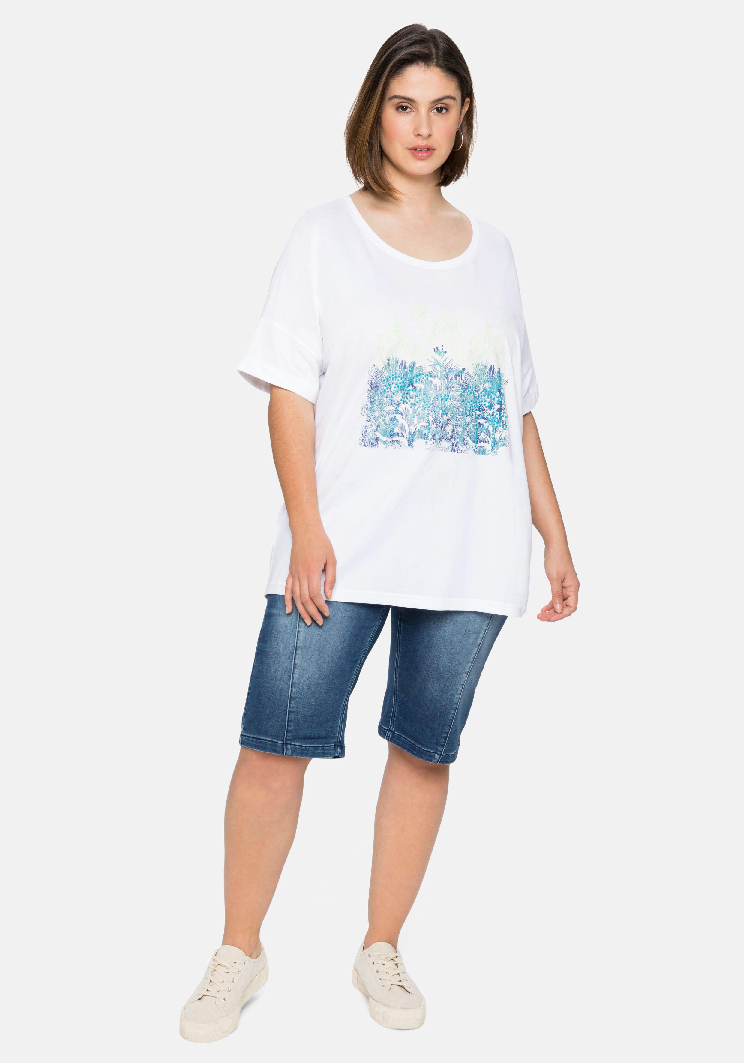 T-Shirt mit Frontdruck und Ärmelaufschlag