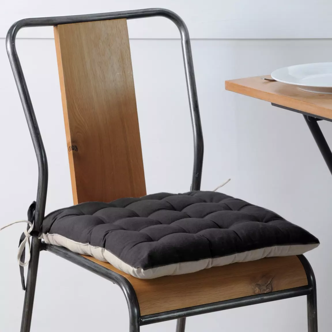 Coussin de chaise carré (40 x 40 cm) Duo Noir