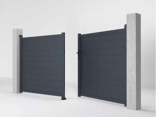 Portail électrique battant aluminium plein L355 x H166 cm anthracite - NAZARIO