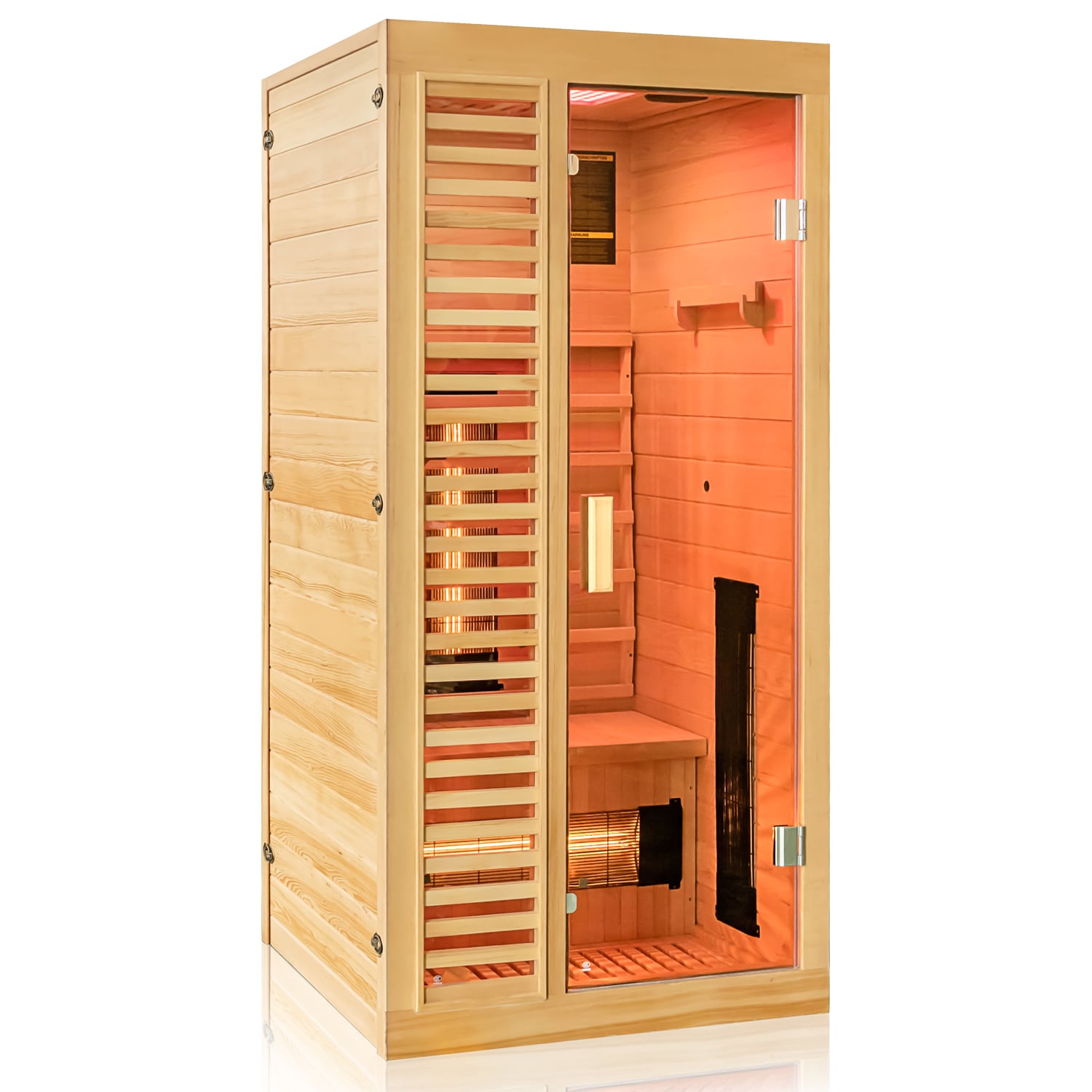 Dewello® Infrarotkabine Infrarotsauna HAMLIN 90cm x 90cm inkl. 4 Vollspektrumstrahler, Bodenstrahler, 1 Person, LED