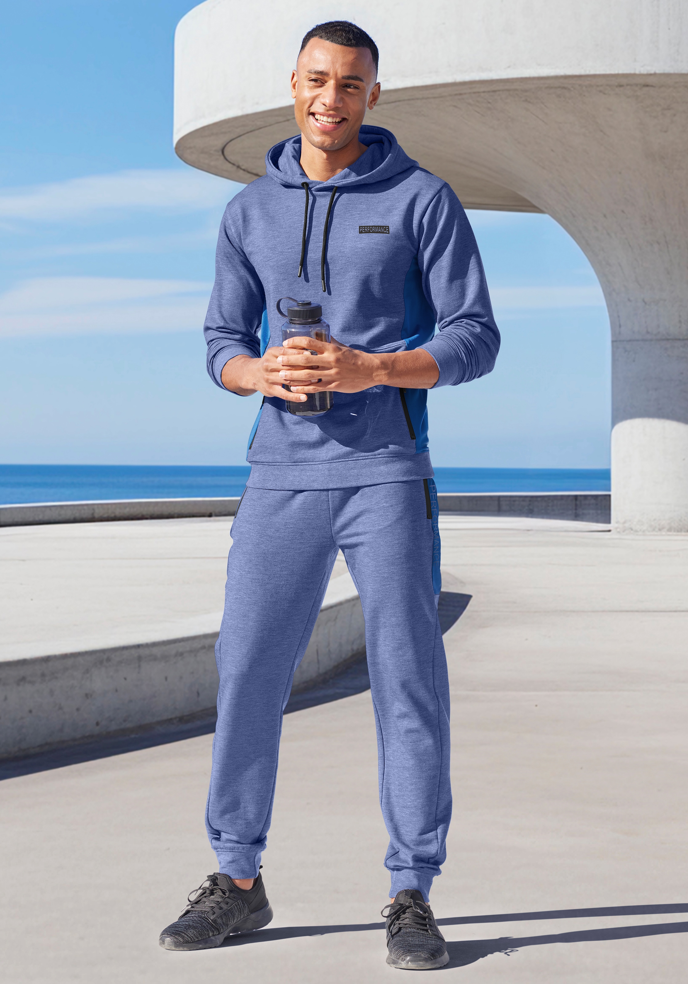 AUTHENTIC LE JOGGER Kapuzenpullover , melierte Optik, mit Reissverschlusstasche