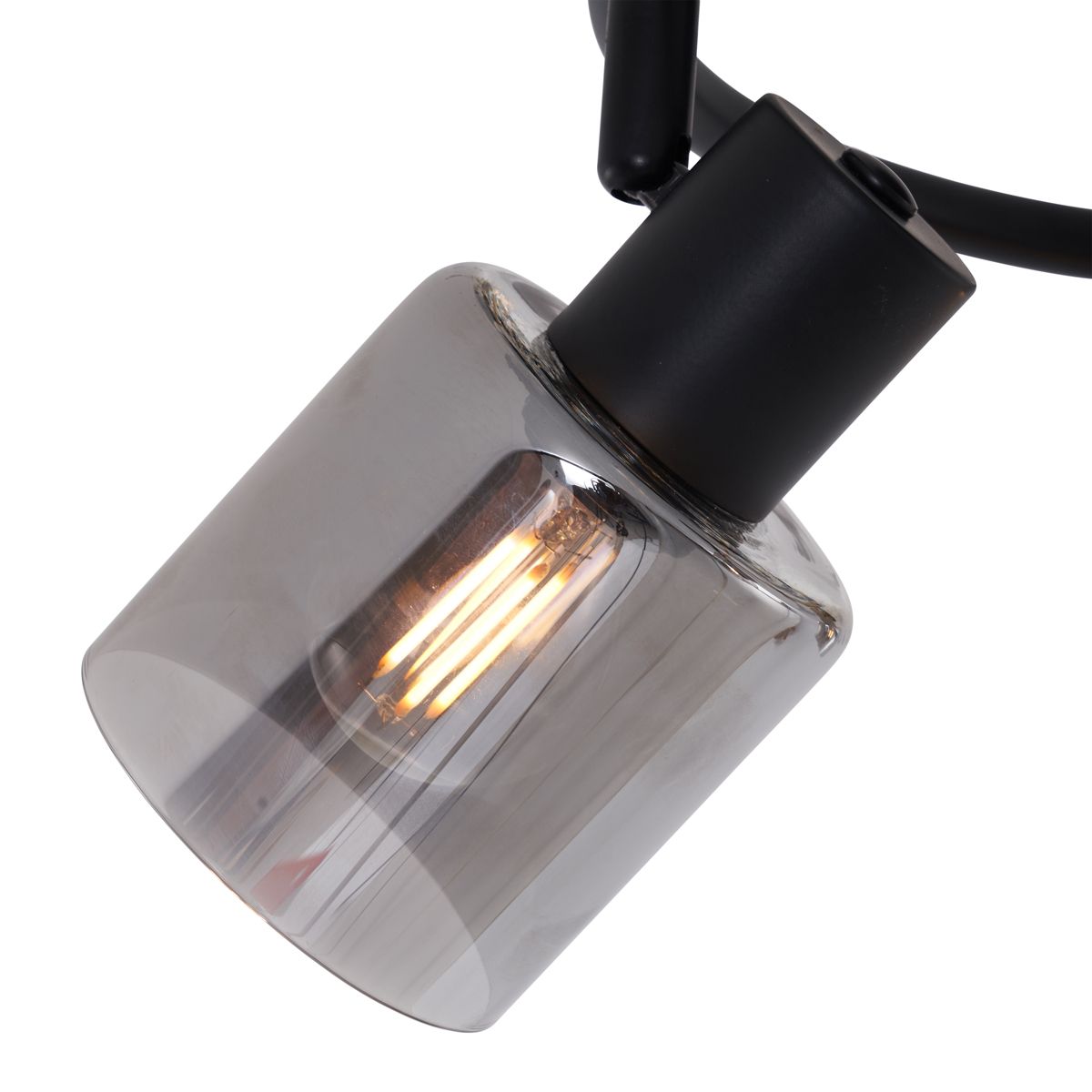 Moderne plafondlamp zwart met smoke glas wokkel 3-lichts - Cilin