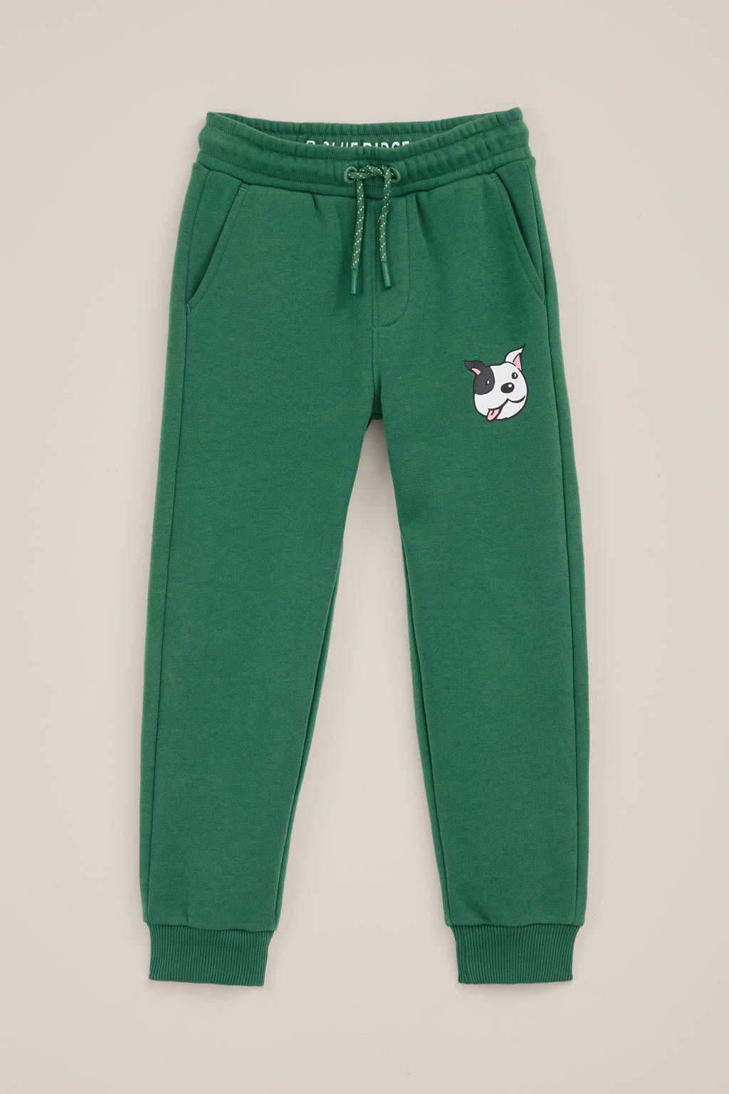 WE Fashion slim fit broek met printopdruk donkergroen