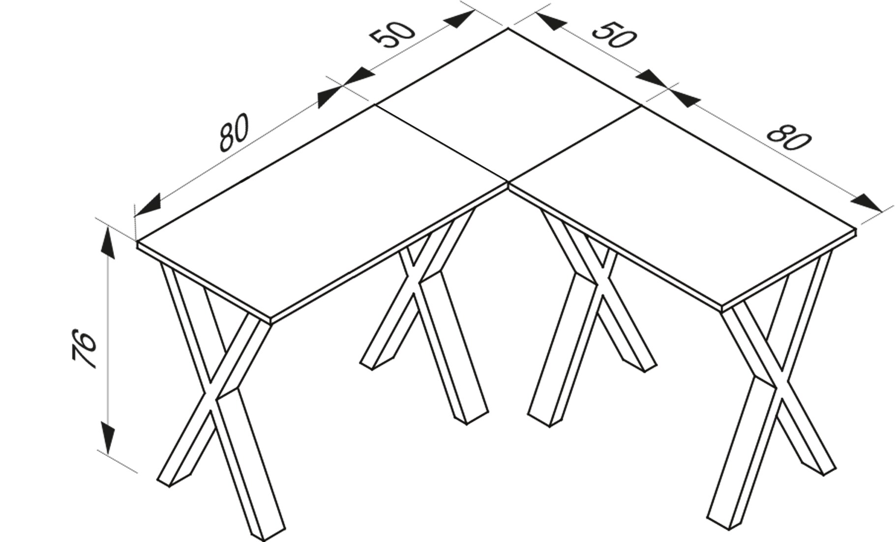 VCM Eckschreibtisch Schreibtisch Computer Winkeltisch Lona 50 X Weiß