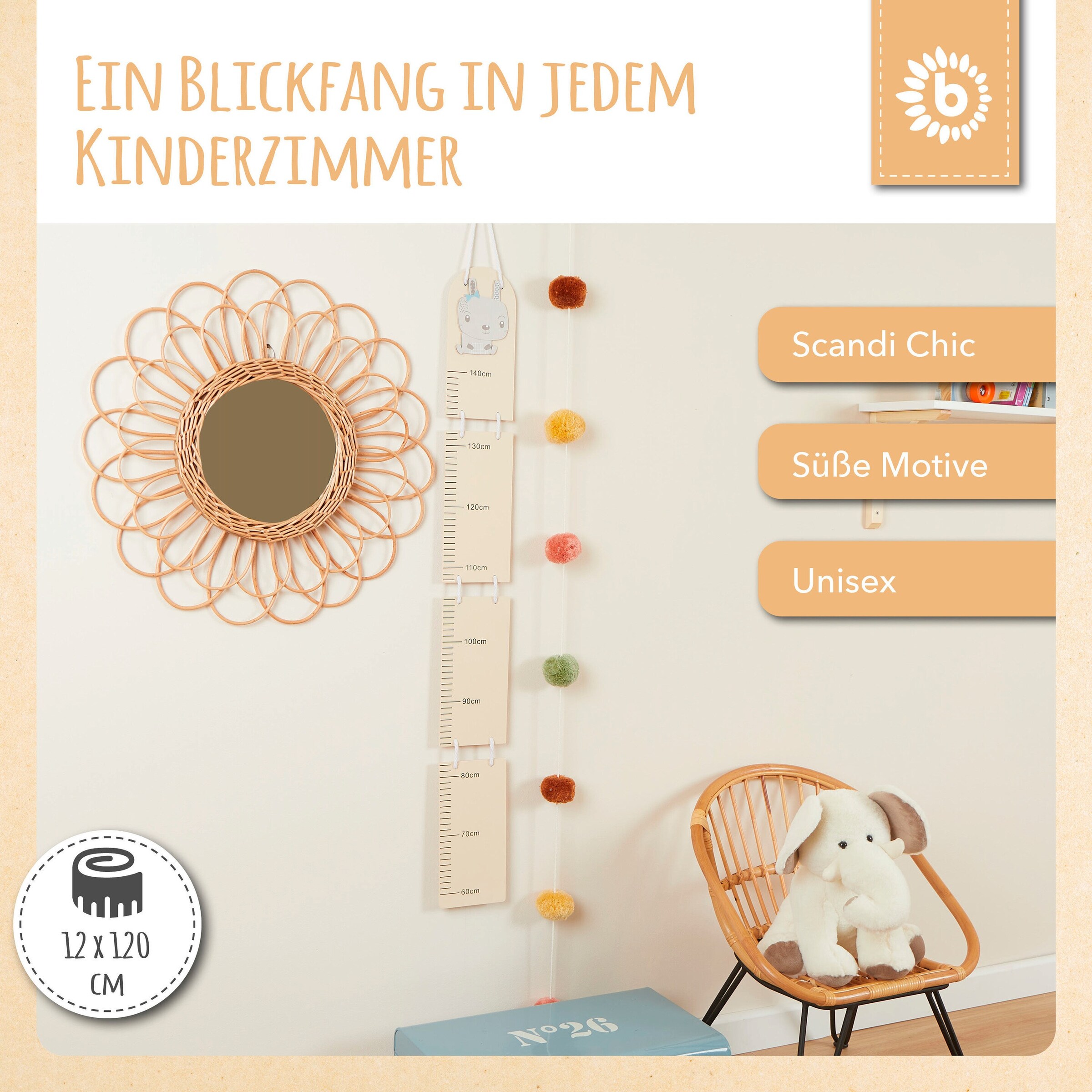 Bieco Holz Kindermesslatte Hase Beige