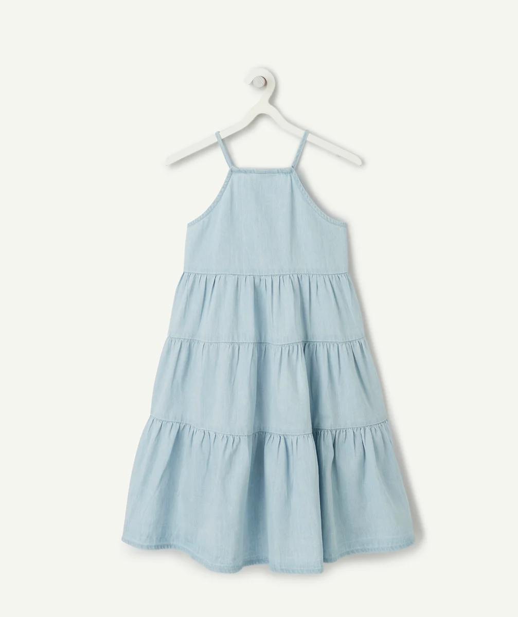 robe à bretelles fille en denim low impact léger