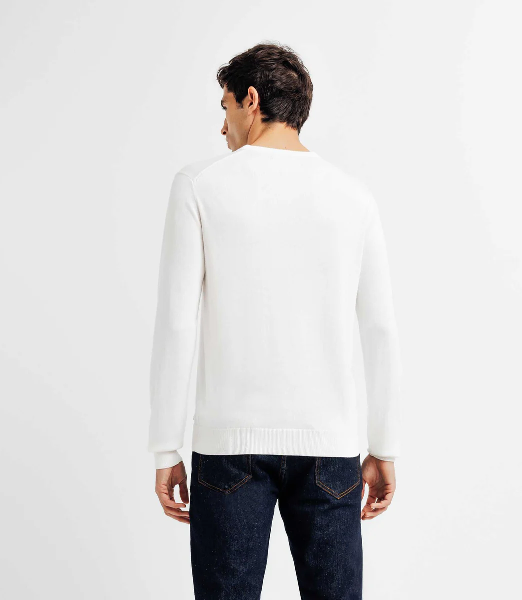 Pull col V blanc
