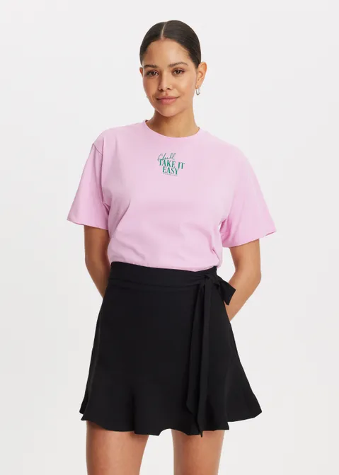 T-shirt met print sunday club paars (LAV)