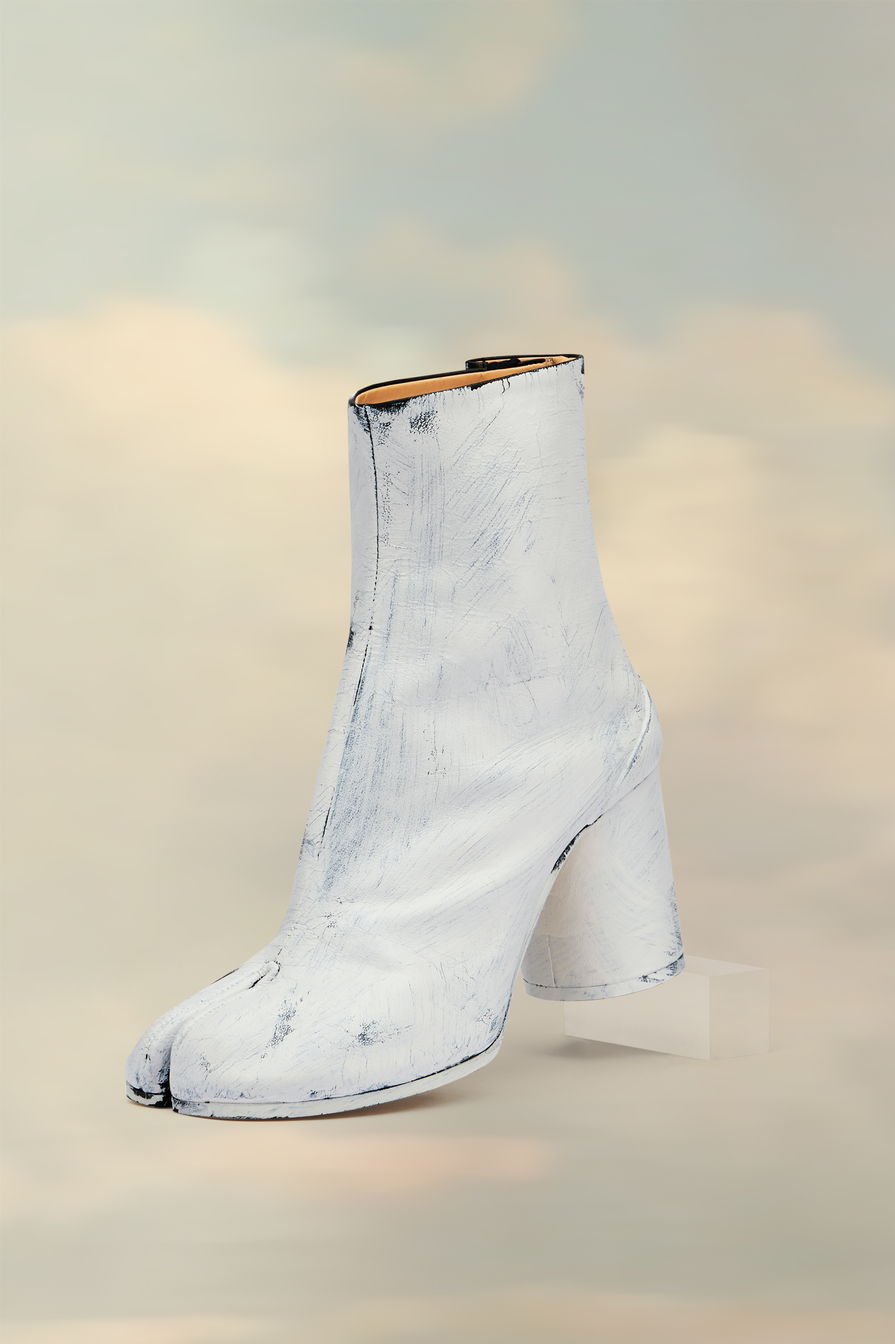 Bottines Tabi Bianchetto Noir à Talon Bloc