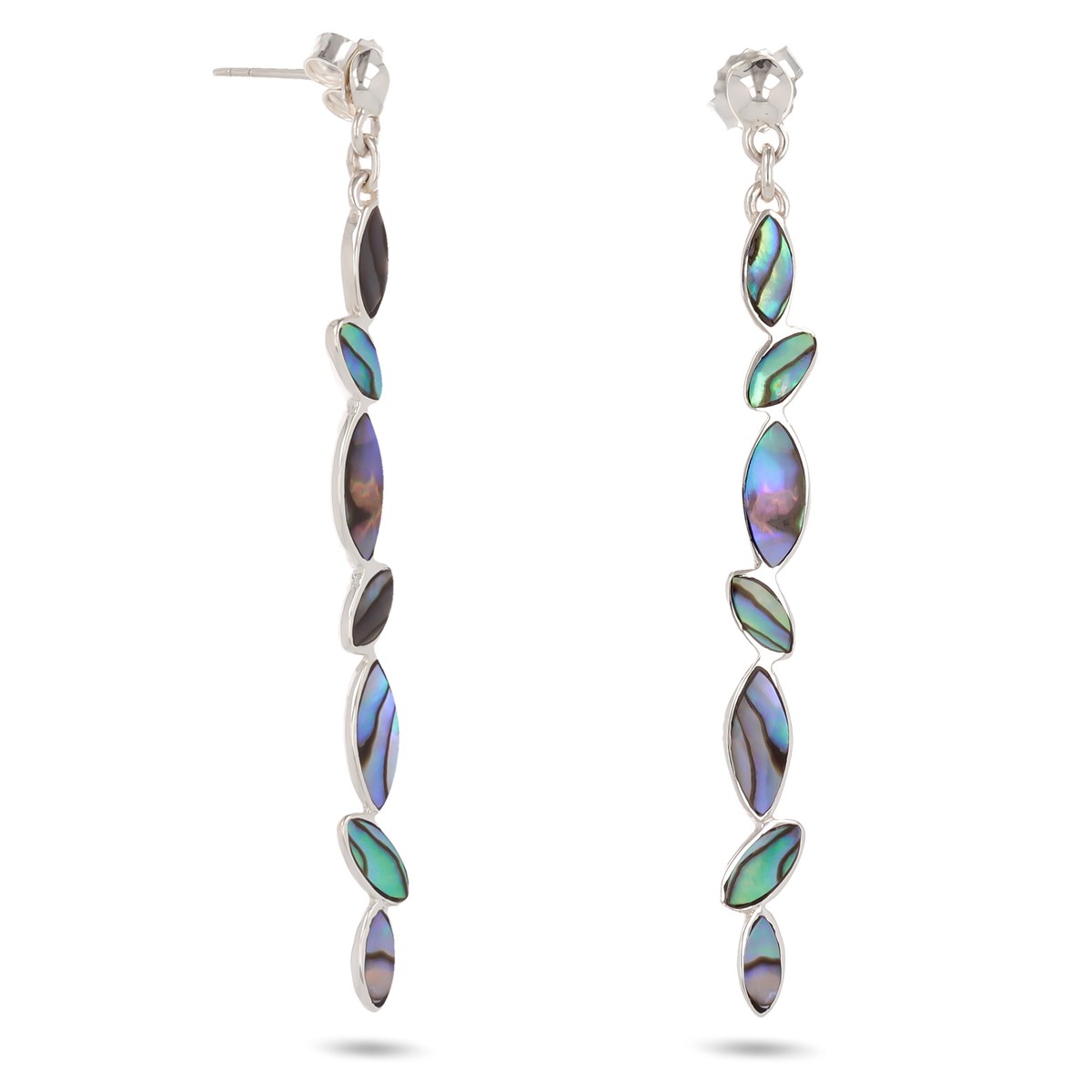 Boucles d'oreille pendantes en Argent massif 925 en Nacre Abalone | Boutique Aden