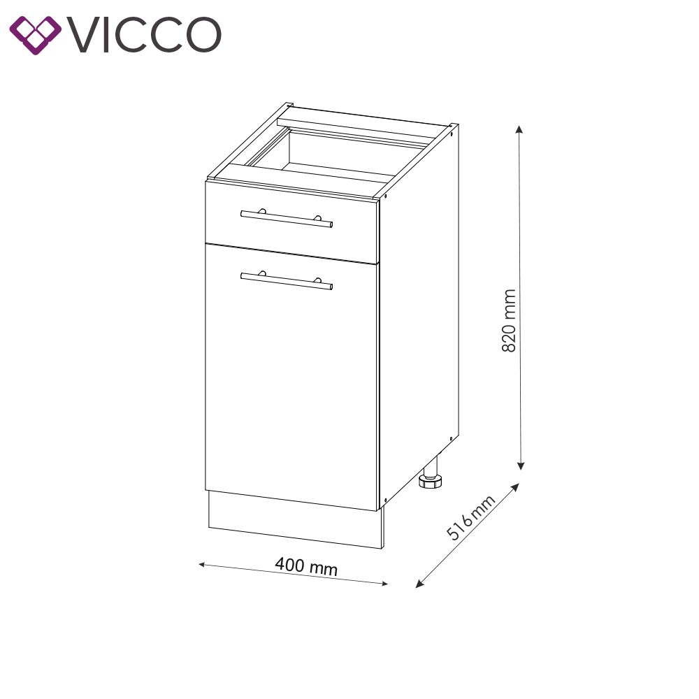 VICCO Schubunterschrank 40 cm Weiß Küchenzeile Unterschrank Fame