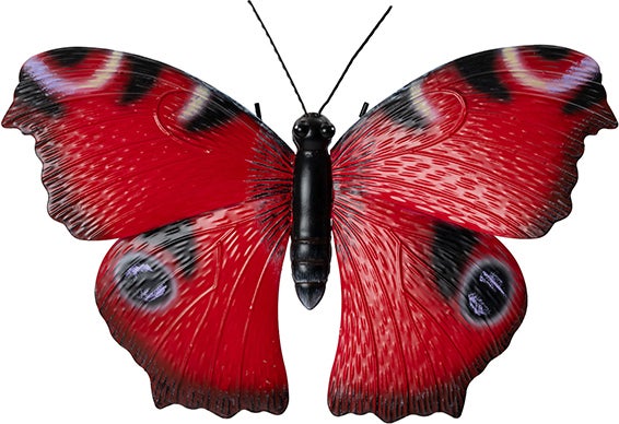 Intratuin tuinwanddecoratie vlinder rood 45 x 30 x 9 cm