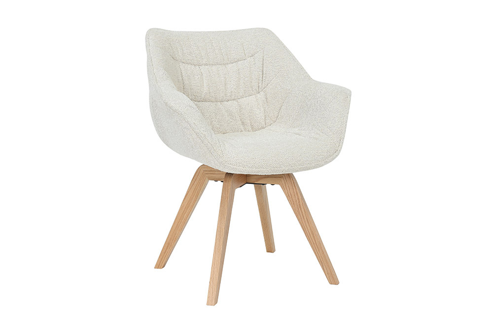 Drehbarer Stuhl THE DUTCH COMFORT beige Bouclé Tweed Soft Eichenholz