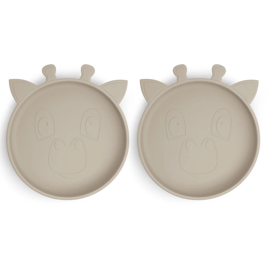 nuuroo Silikonteller Akila Giraffe 2 Stück, Cobblestone