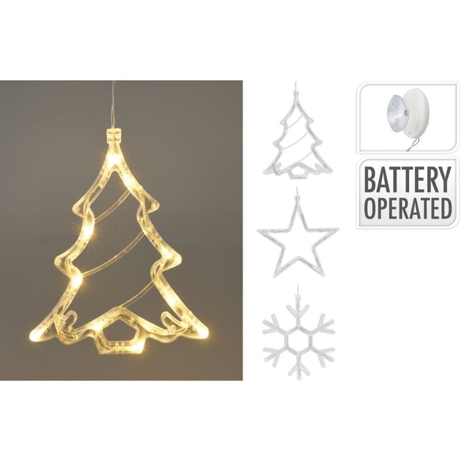 Fensterdeko mit LED - Baum/Flocke/Stern - 1 Stück