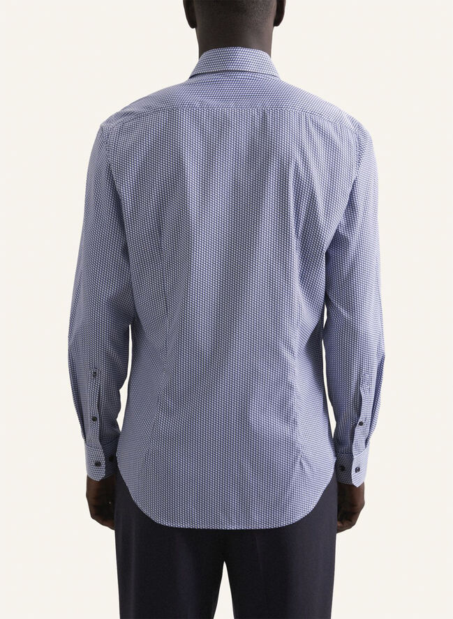 Seidensticker Performance shirt Slim Long sleeve Kent-Collar Print Blue