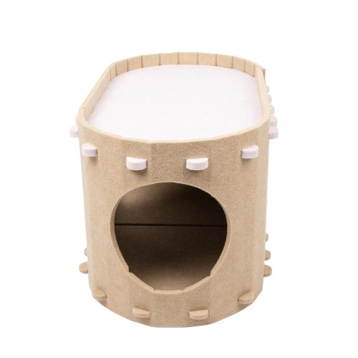 (58x30cm) 2 Etagen Filz Katzen Haus Haustier Möbel Hunde Bett Höhle - Beige
