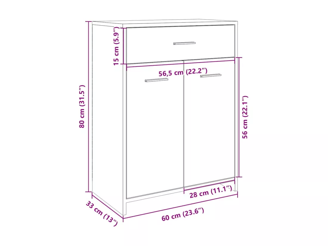 Armoire de salle de bain Chêne sonoma 60x33x80 cm Aggloméré