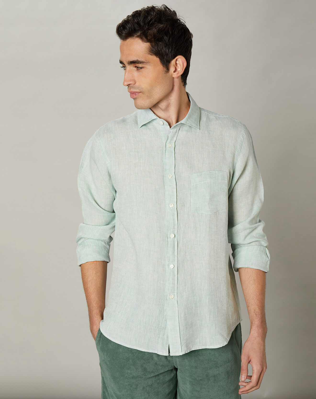 Hartford Chemise regular 100% Lin Paul amande