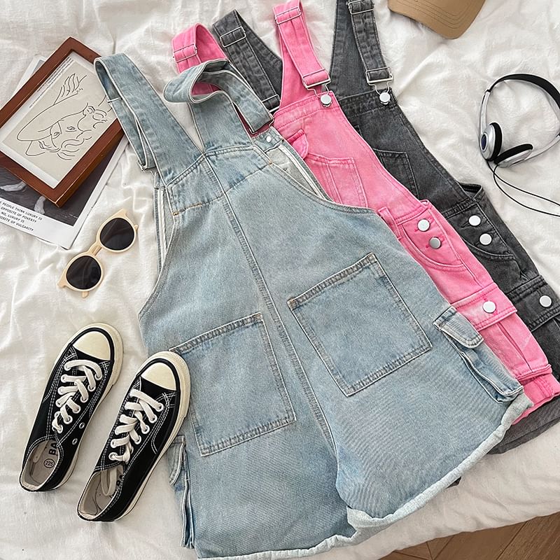 Babique - Gewassen Cargo Denim Jumper Shorts
