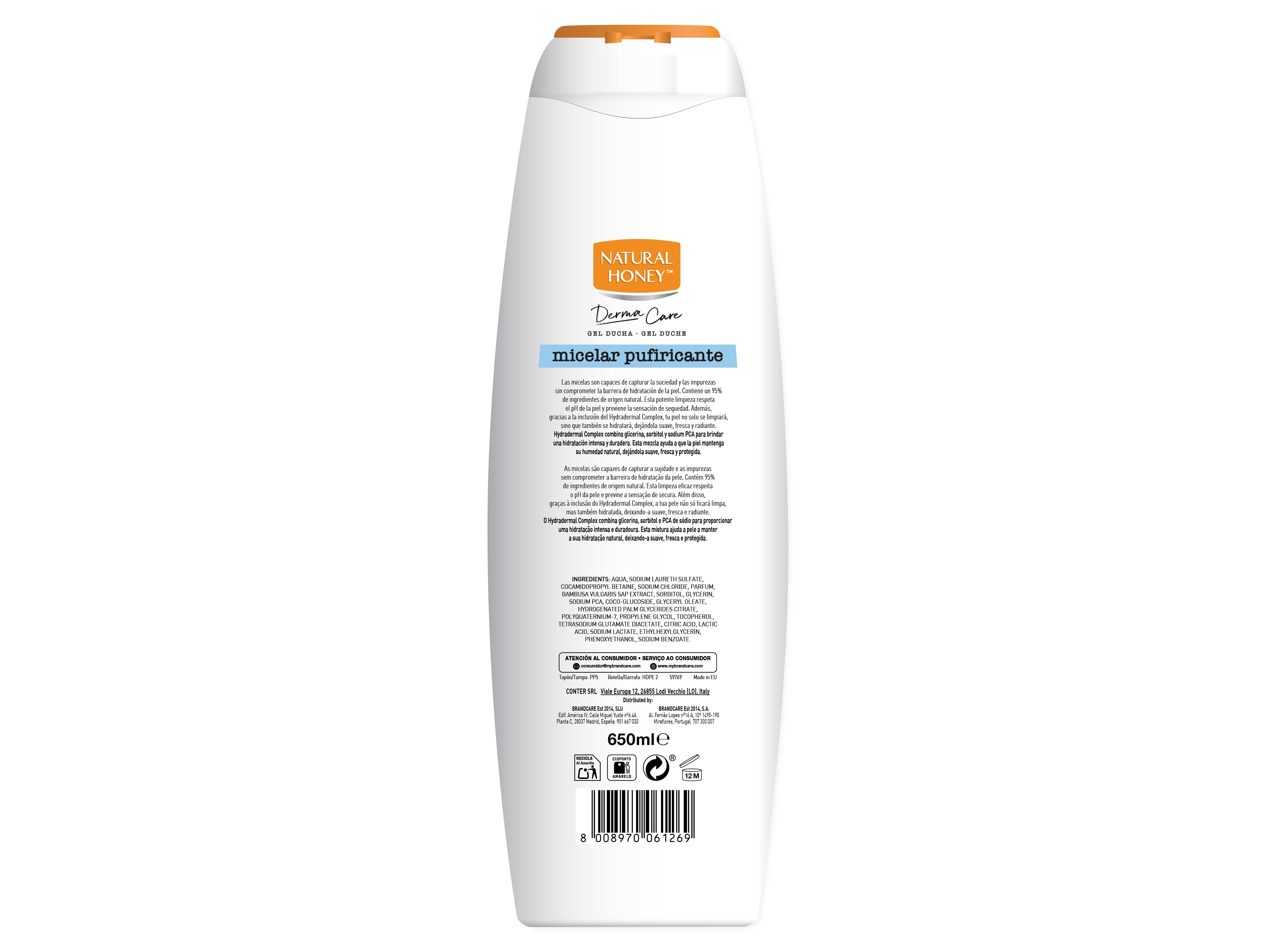 GEL BANHO NATURAL HONEY DERMA CARE MICELAR 650 ML